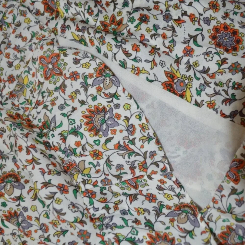 NWOT Tory Burch Ivory Soleil Floral Ruffle Silk Bohemian Top/Blouse XS $348